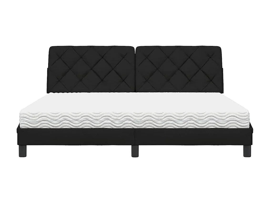 Lit avec matelas noir 180x200 cm tissu