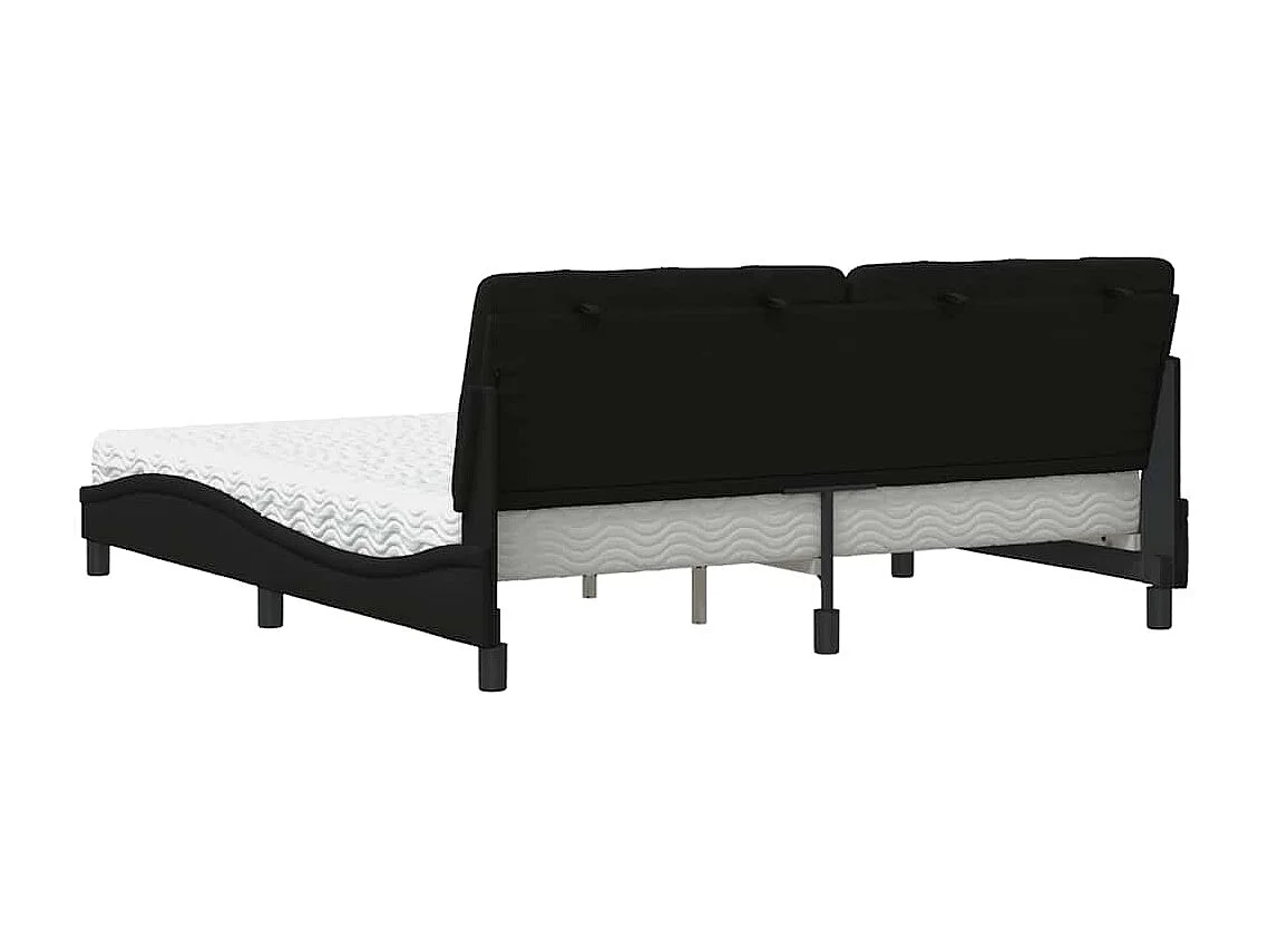 Lit avec matelas noir 180x200 cm tissu