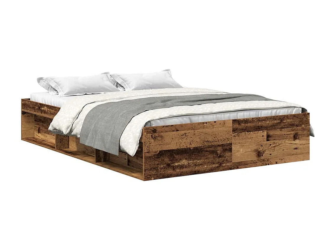 Cadre de lit sans matelas vieux bois 140x200 cm bois ingénierie