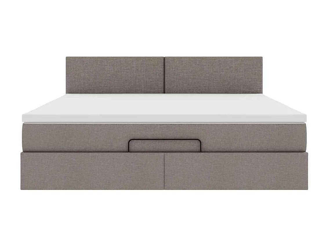 Cadre de lit ottoman avec matelas taupe 180x200 cm tissu