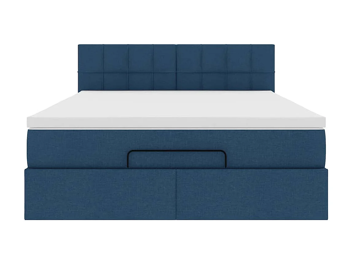 Estrutura de cama otomana com colchão 140x190cm tecido azul
