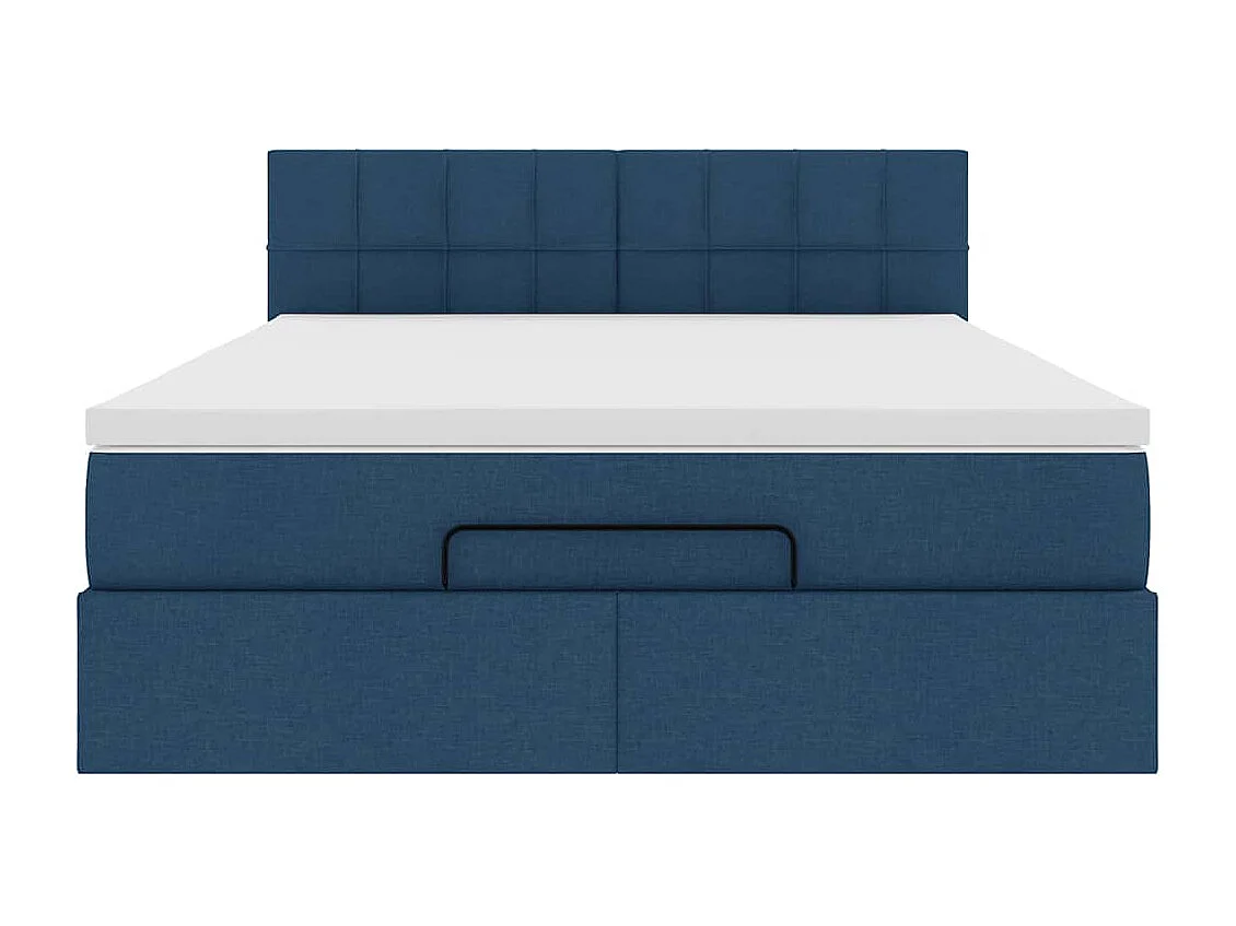 Estrutura de cama otomana com colchão 140x190cm tecido azul