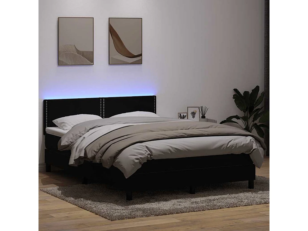 Sommier à lattes de lit avec matelas noir 160x210 cm velours