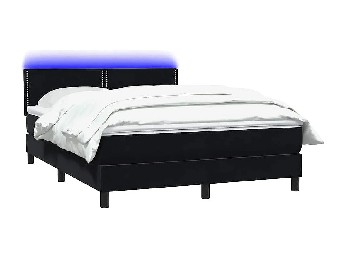 Sommier à lattes de lit avec matelas noir 160x210 cm velours