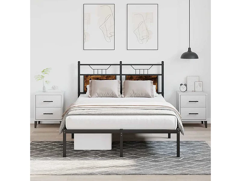 Cadre de lit sans matelas chêne fumé 120x190 cm bois ingénierie