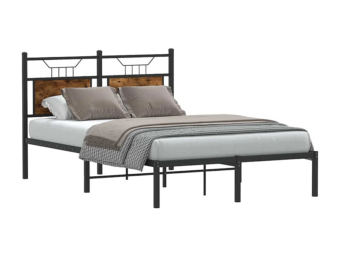 Estructura de cama sin colchón madera roble ahumado 120x190 cm