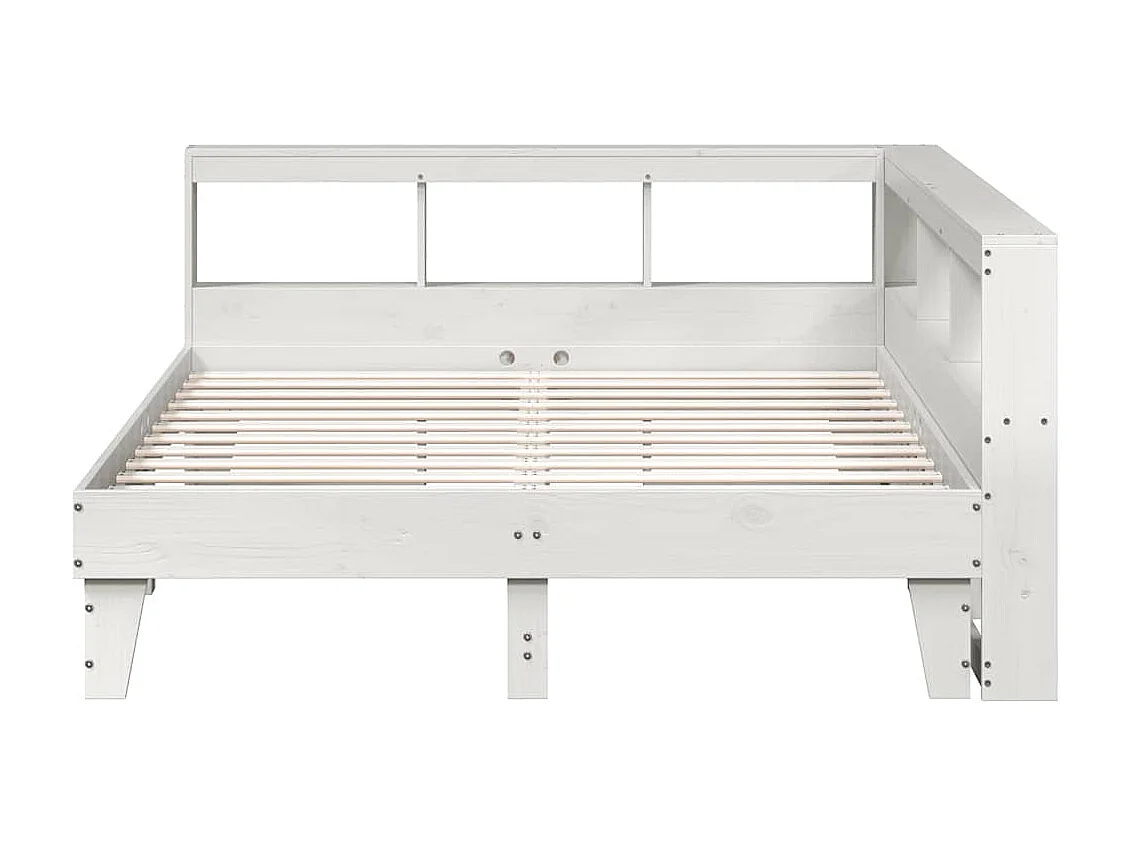 Cama con estantería sin colchón madera maciza blanca 160x200 cm