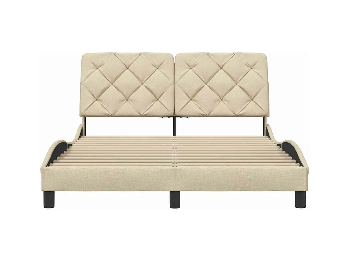 Cama sin colchón tela color crema 140x190 cm