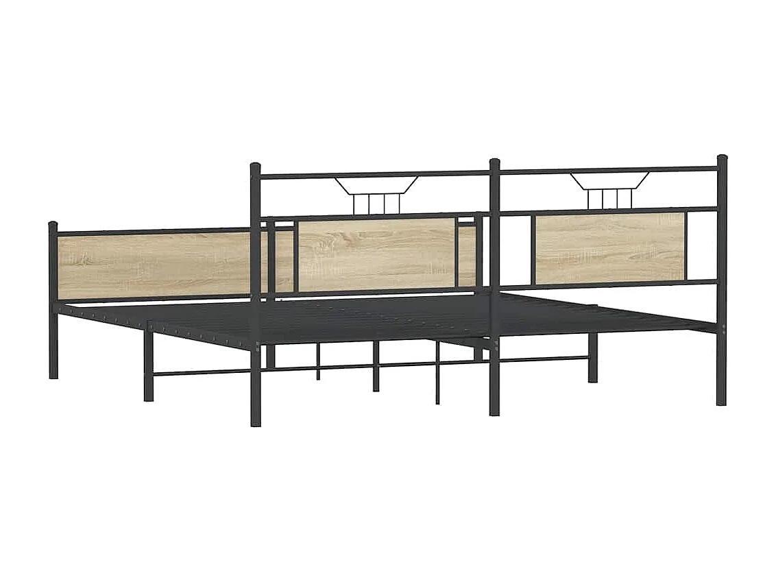 Cadre de lit en métal sans matelas chêne sonoma 183x213 cm