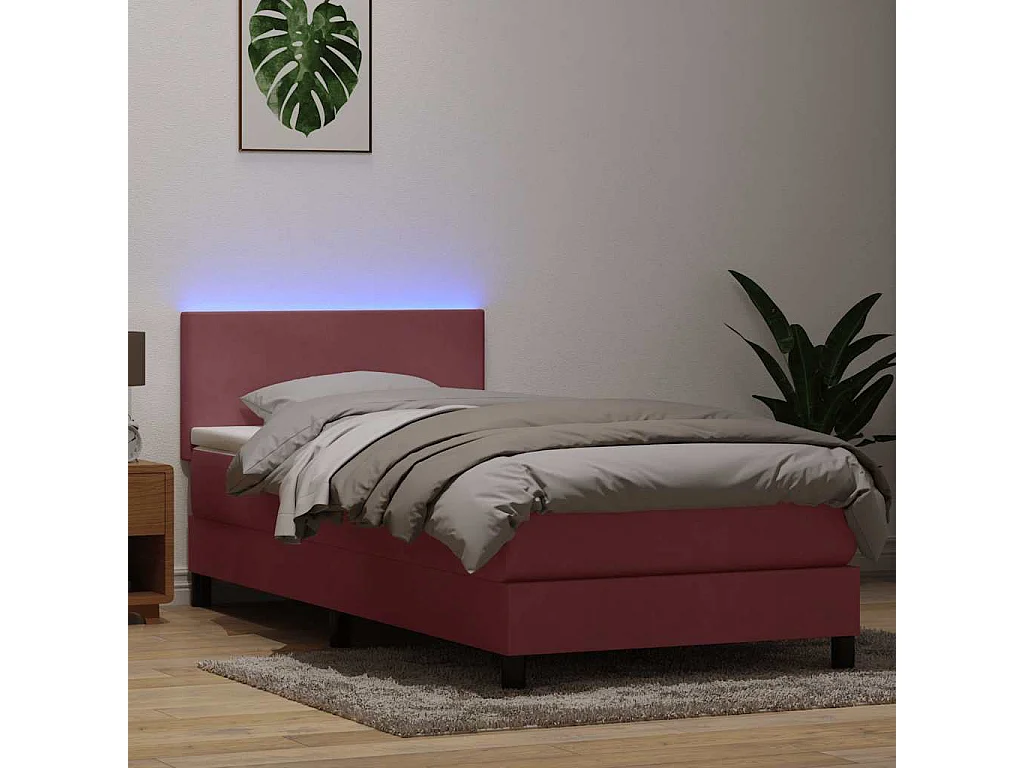 Cama com molas/colchão rosa 90x220 cm veludo