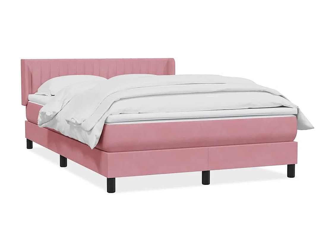 Cama box spring com colchão 160x210 cm veludo rosa