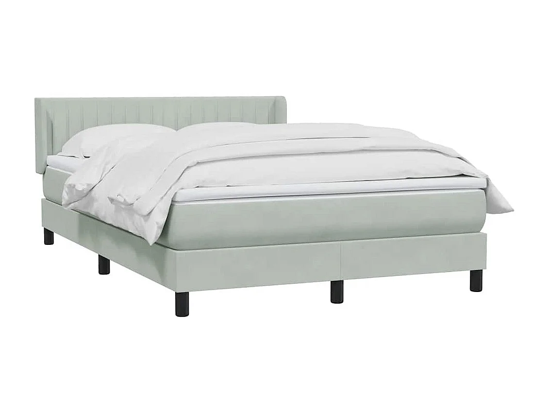 Sommier à lattes de lit et matelas gris clair 160x220cm velours