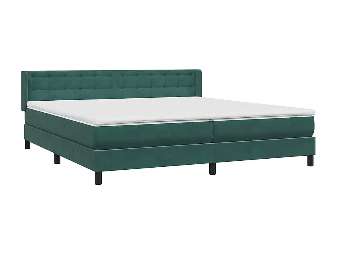 Cama box spring con colchón terciopelo verde oscuro 180x220 cm