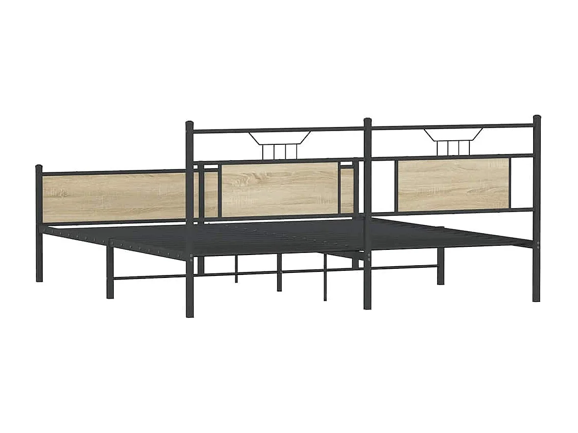 Cadre de lit en métal sans matelas chêne sonoma 180x200 cm