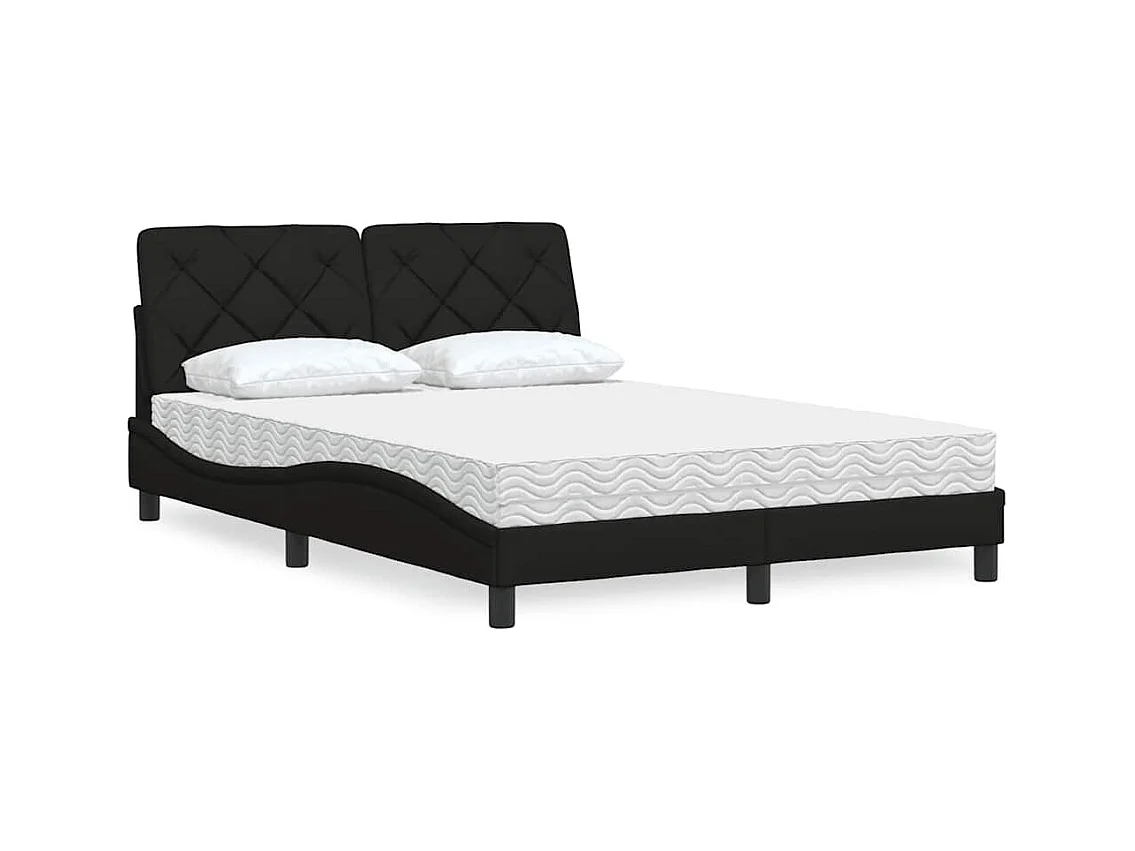 Cama con colchón tela negro 120x200 cm