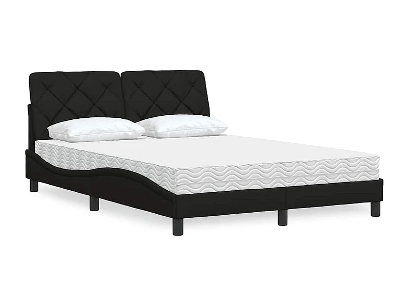 Lit avec matelas noir 120x200 cm tissu