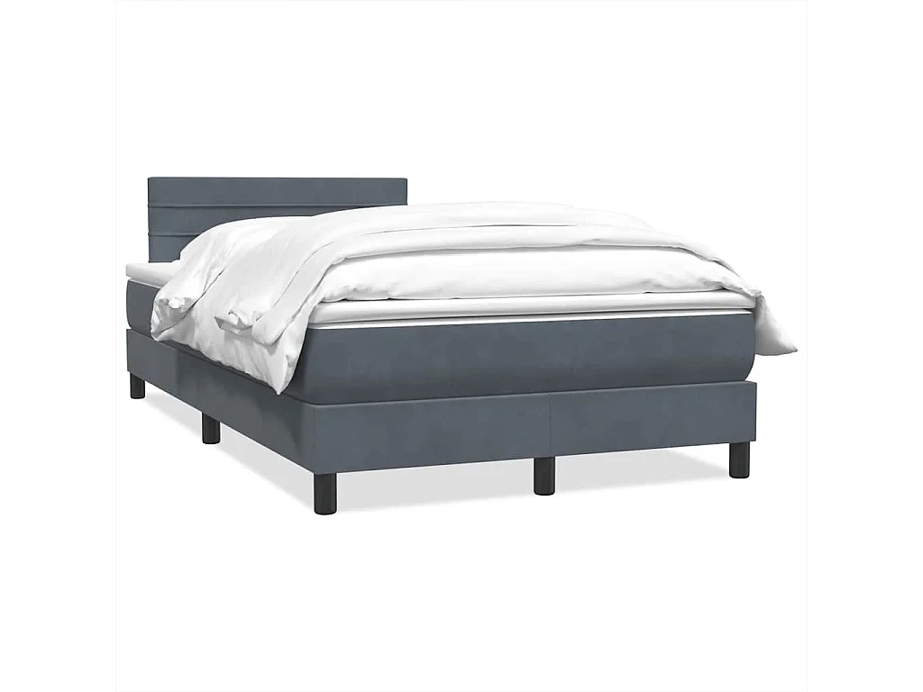 Cama com molas/colchão 120x210 cm veludo cinzento-escuro