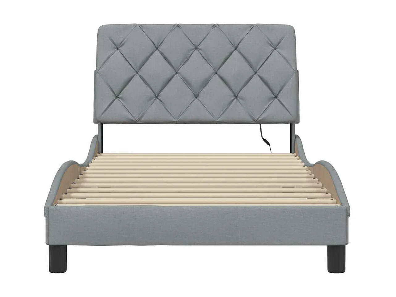 Cadre de lit avec LED sans matelas gris clair 100x200 cm tissu