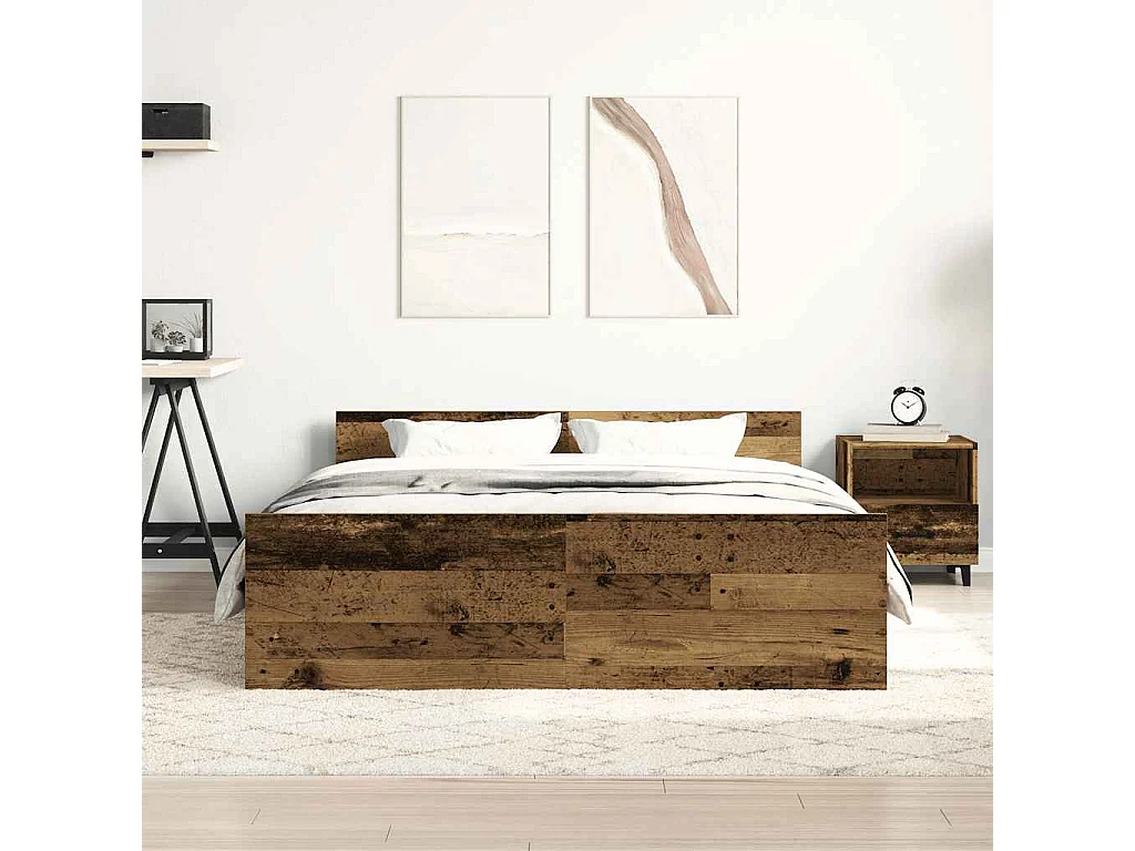 Estrutura de cama sem colchão 120x190 cm madeira velha