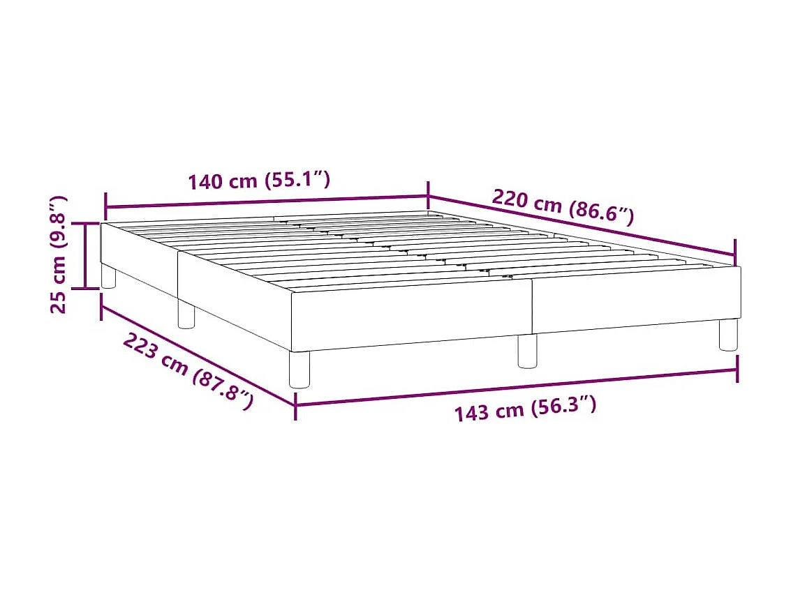 Cama box spring sin colchón negro terciopelo 140x220 cm