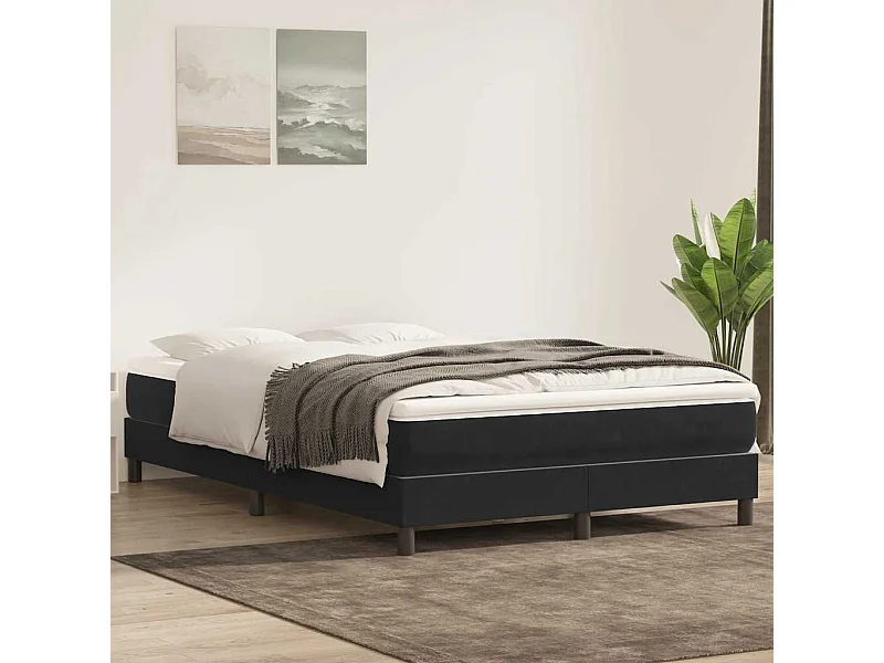 Cama box spring sin colchón negro terciopelo 140x220 cm