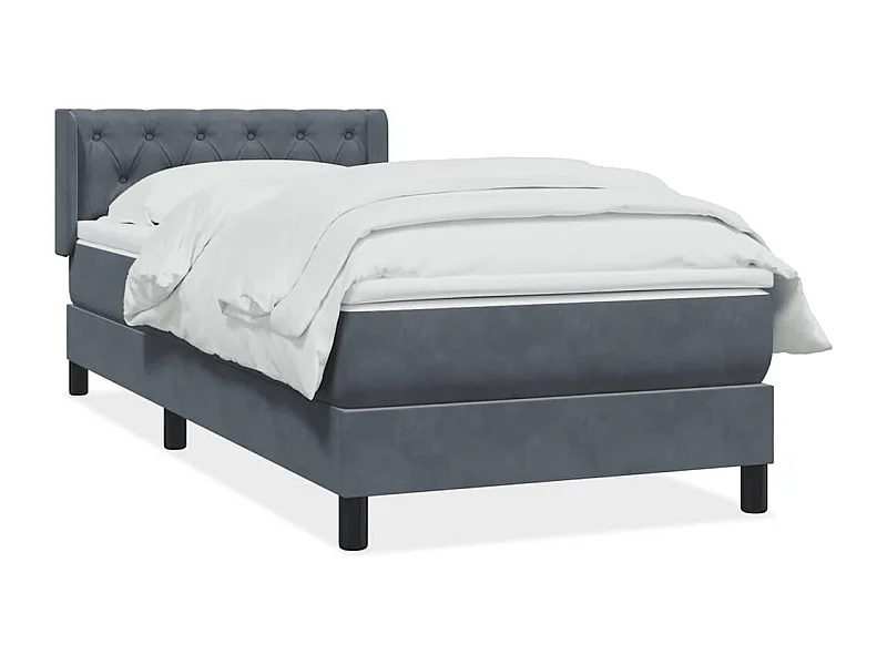 Sommier à lattes de lit et matelas gris foncé 80x220 cm velours