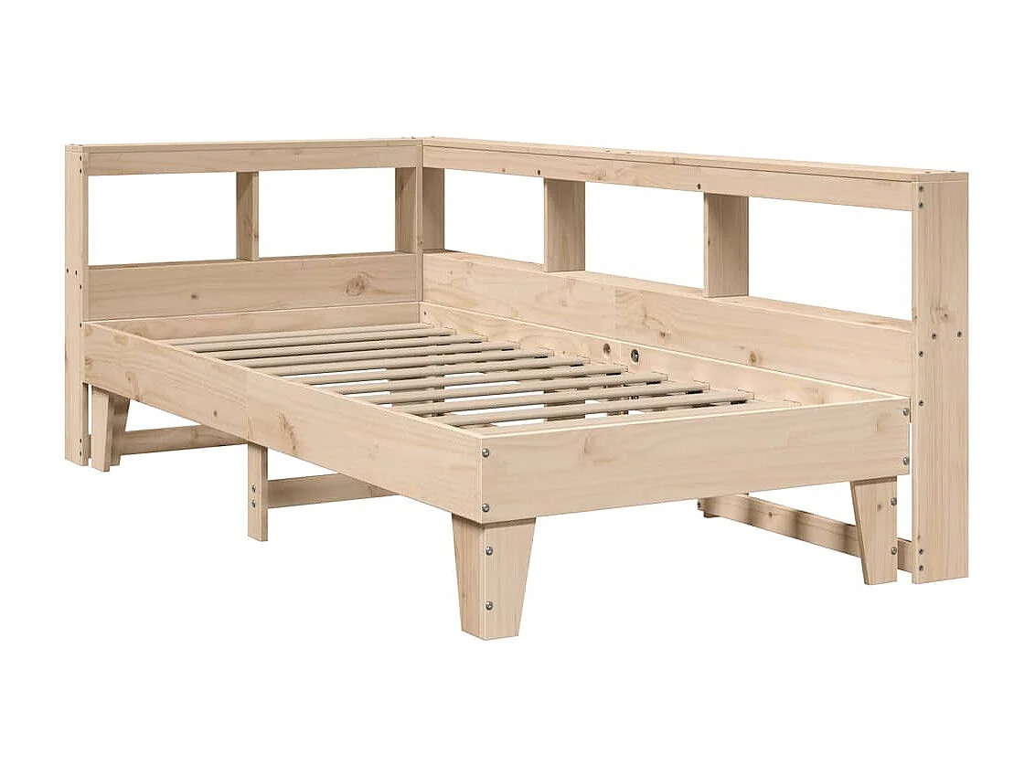 Lit bibliothèque sans matelas 100x200 cm bois massif de pin