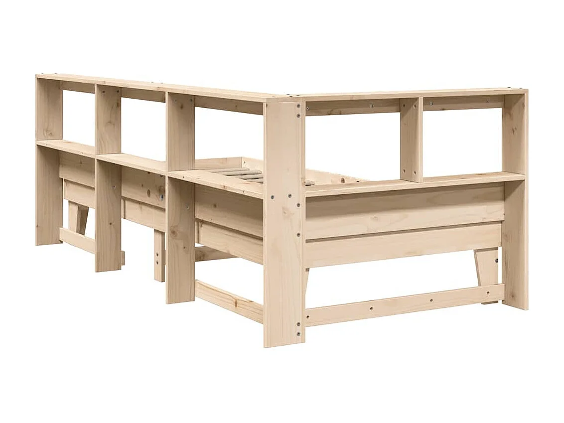 Lit bibliothèque sans matelas 100x200 cm bois massif de pin