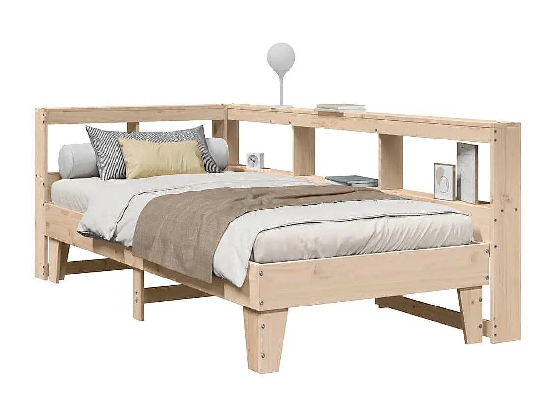 Lit bibliothèque sans matelas 100x200 cm bois massif de pin