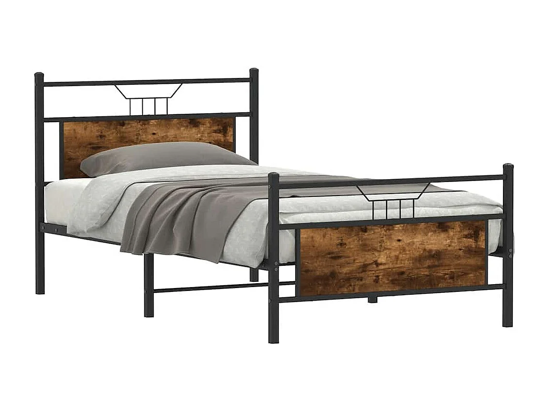 Cadre de lit sans matelas chêne fumé 100x200 cm bois ingénierie