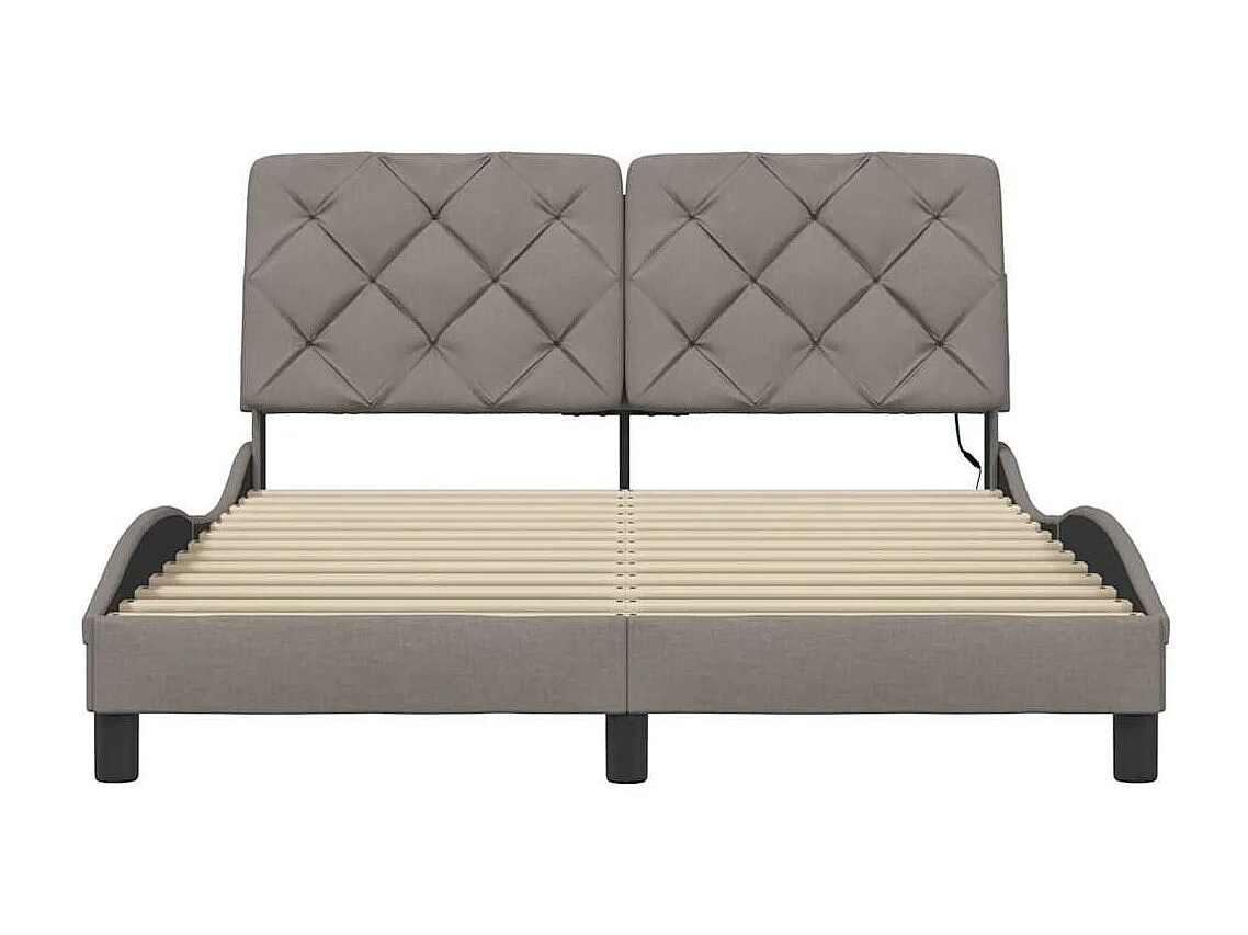 Bedframe met LED zonder matras 140x200 cm stof taupe