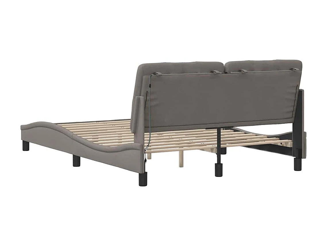 Bedframe met LED zonder matras 140x200 cm stof taupe