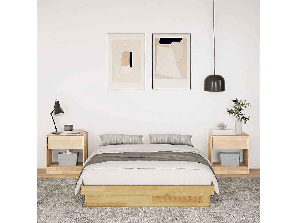 Cadre de lit sans matelas 120x200 cm bois massif de chêne