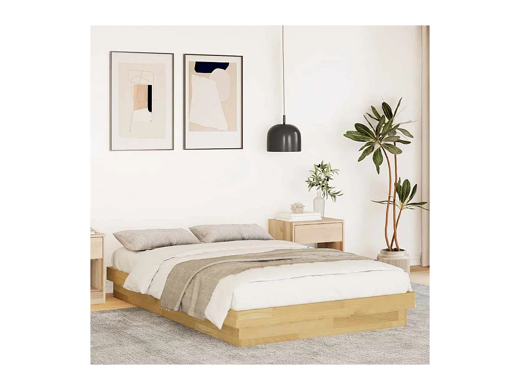Cadre de lit sans matelas 120x200 cm bois massif de chêne