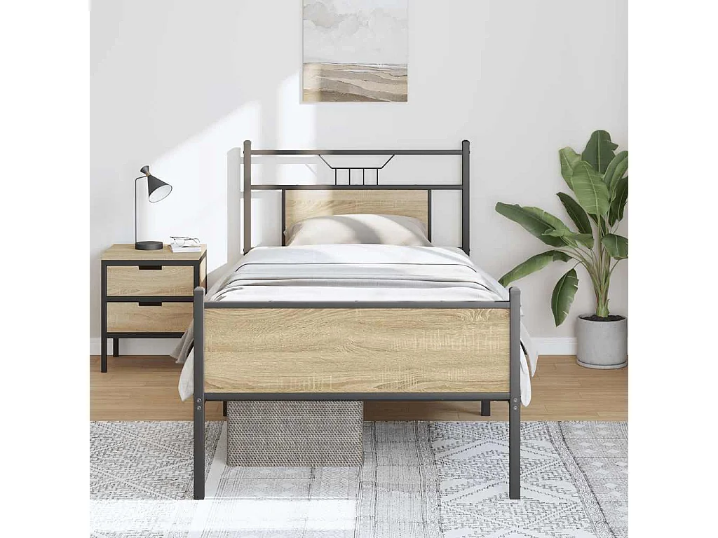 Bedframe zonder matras hout sonoma eikenkleurig 75x190 cm