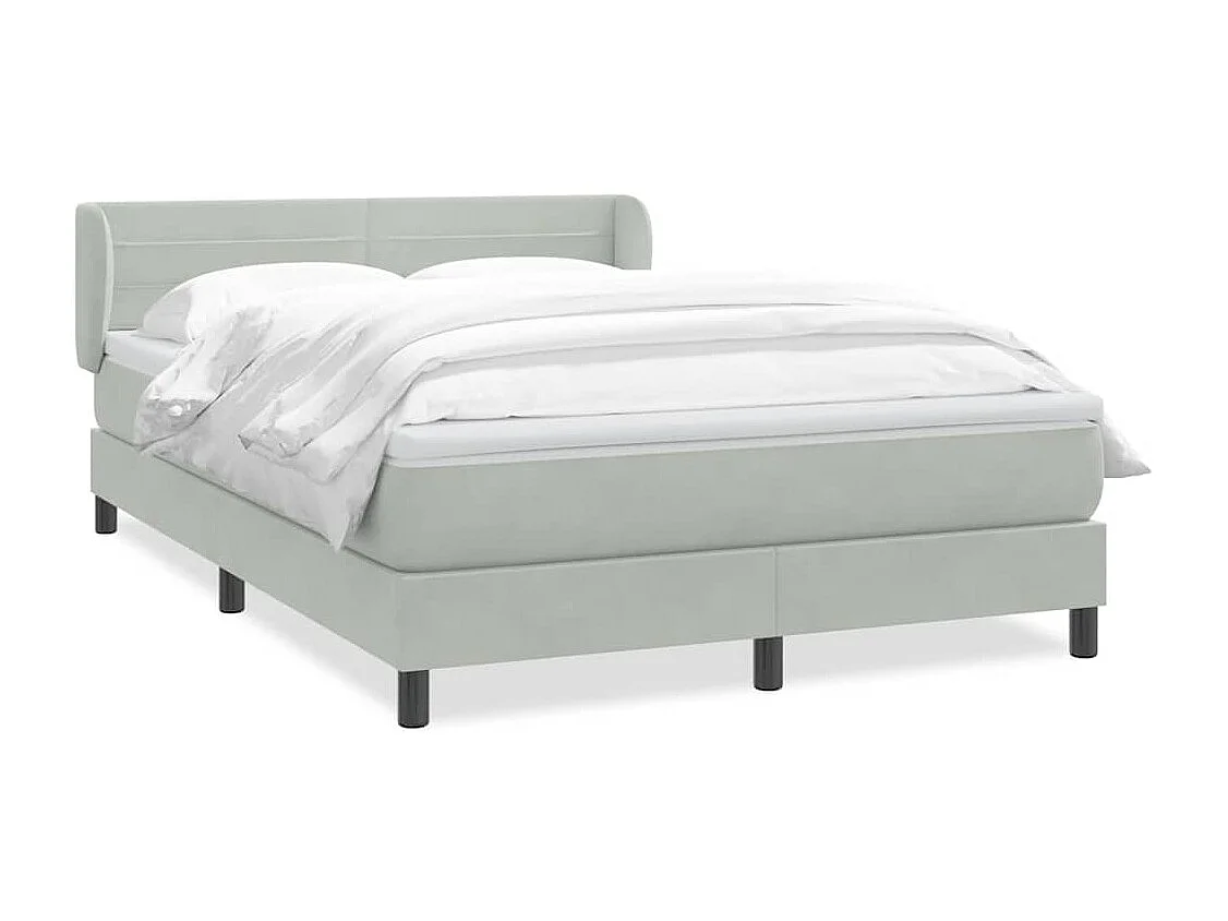 Cama box spring con colchón terciopelo gris claro 160x210 cm