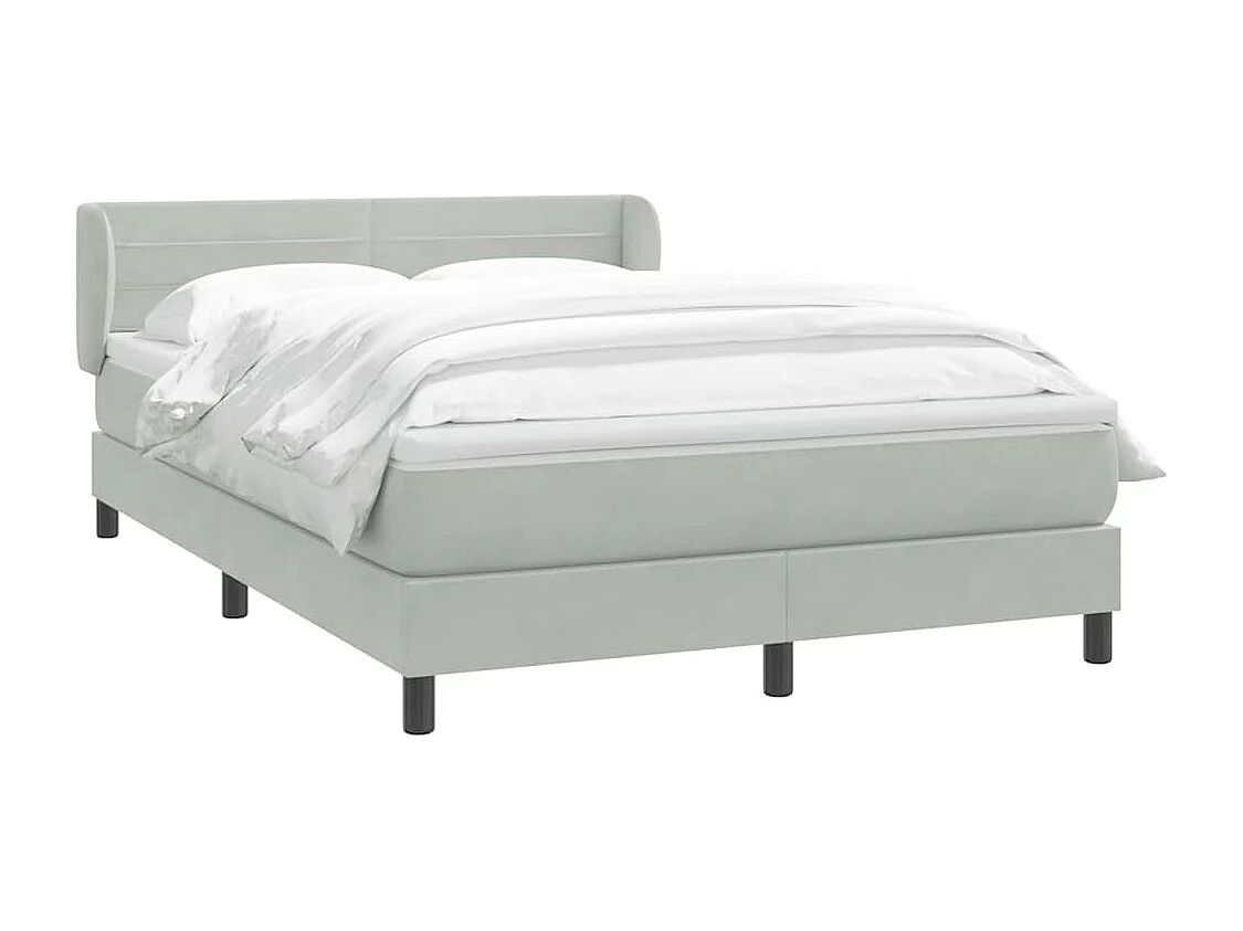 Cama box spring con colchón terciopelo gris claro 160x210 cm