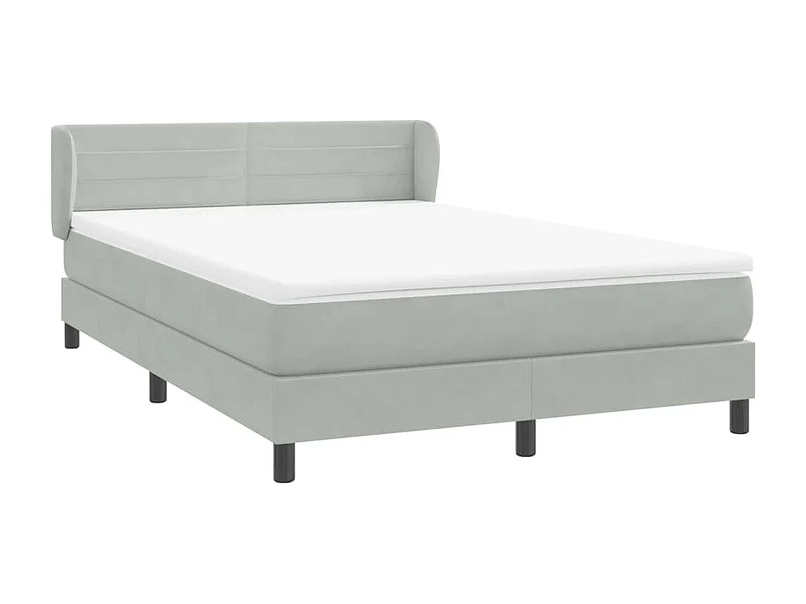 Cama box spring con colchón terciopelo gris claro 160x210 cm
