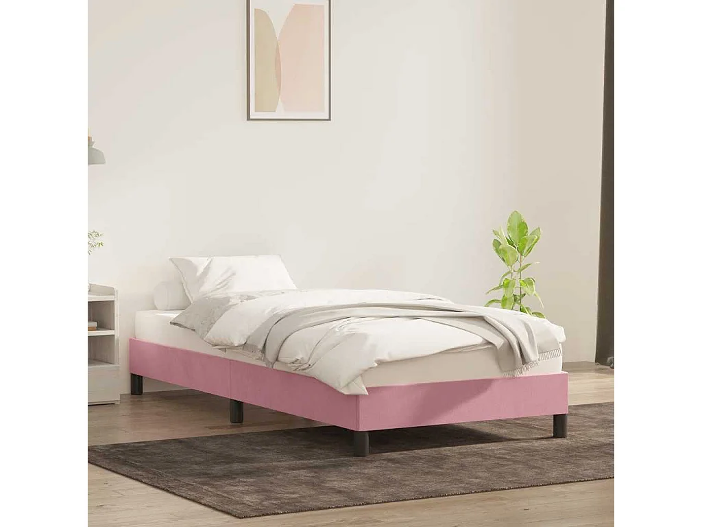 Estructura de cama sin colchón terciopelo rosa 100x210 cm