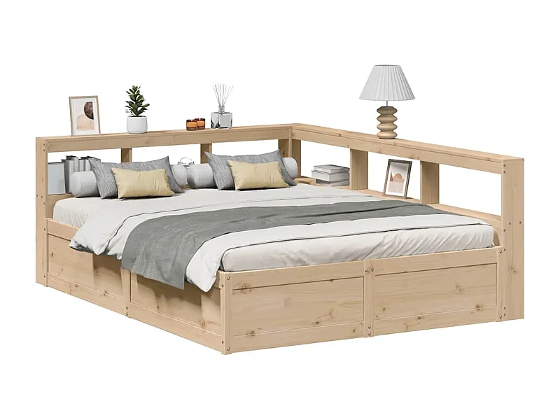Cama con estantería sin colchón madera maciza de pino 150x200cm