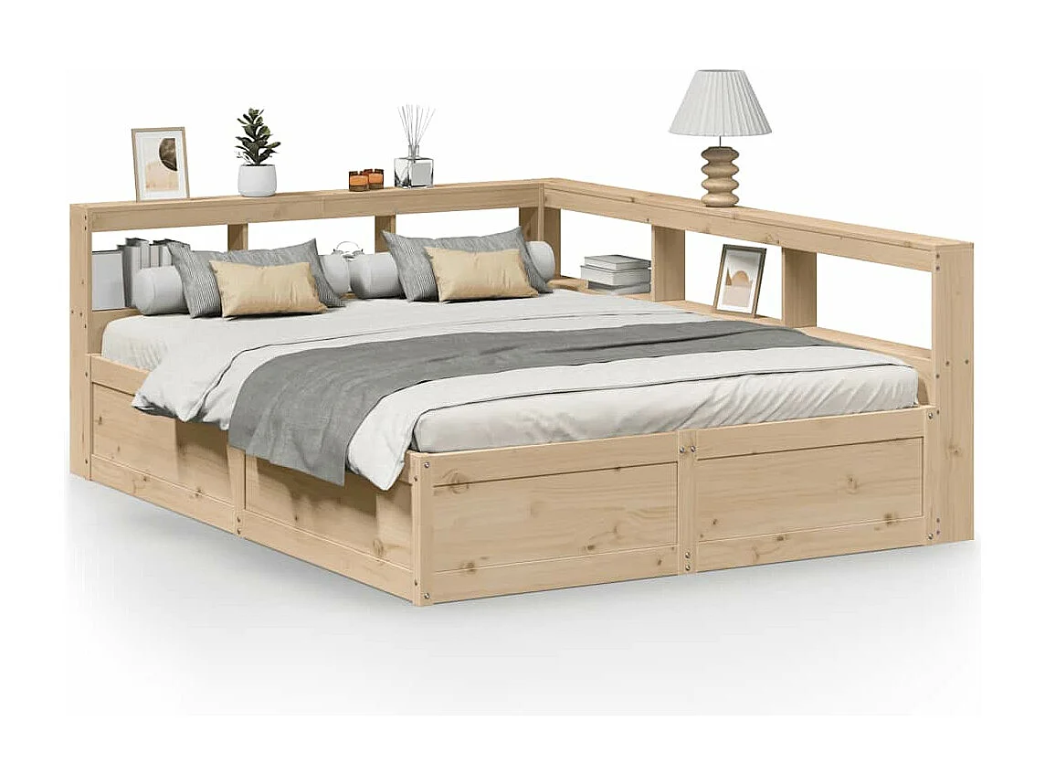 Cama con estantería sin colchón madera maciza de pino 150x200cm