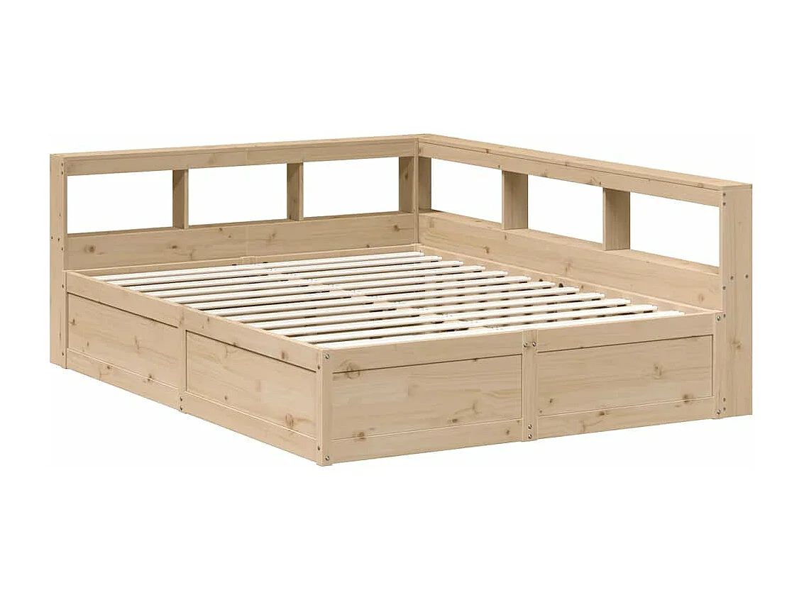 Cama con estantería sin colchón madera maciza de pino 150x200cm