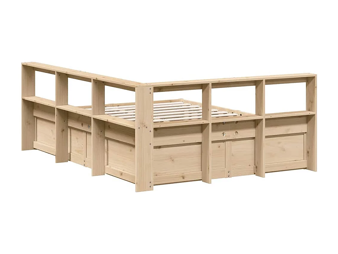 Cama con estantería sin colchón madera maciza de pino 150x200cm