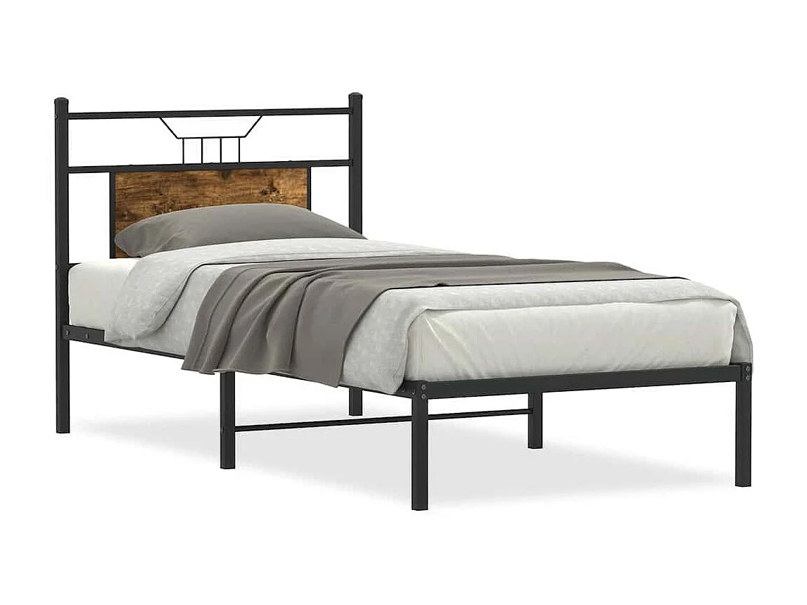 Cadre de lit sans matelas chêne fumé 80x200cm bois d'ingénierie