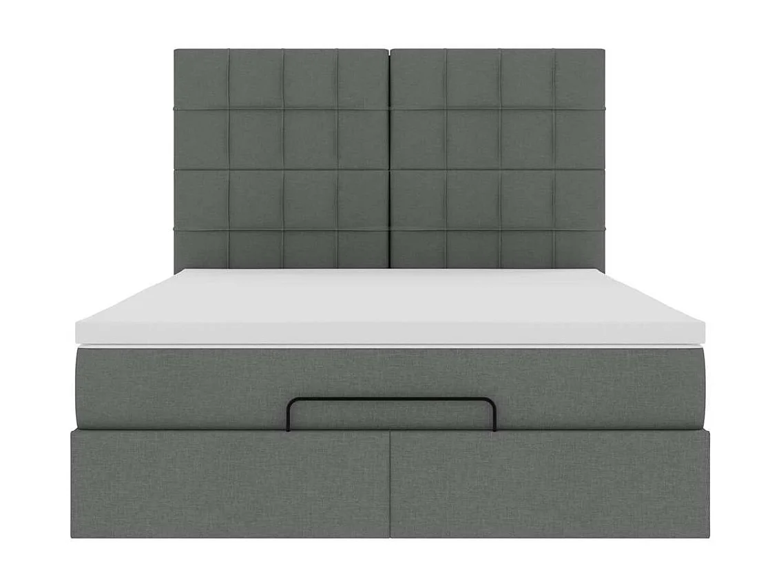 Cadre de lit ottoman avec matelas gris foncé 140x190 cm tissu