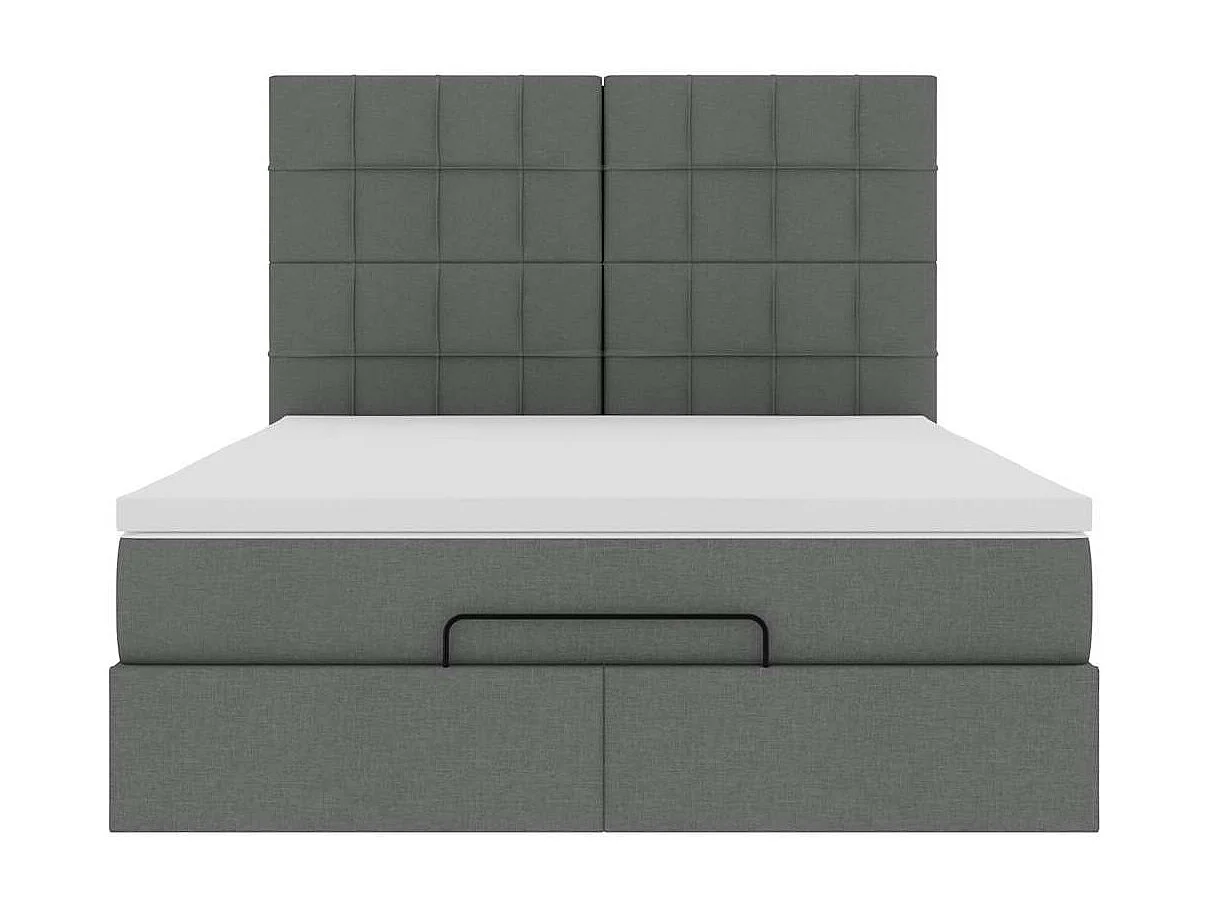 Cadre de lit ottoman avec matelas gris foncé 140x190 cm tissu