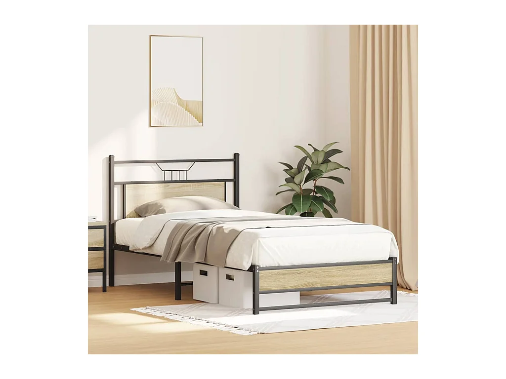 Estructura de cama sin colchón madera roble Sonoma 100x200 cm