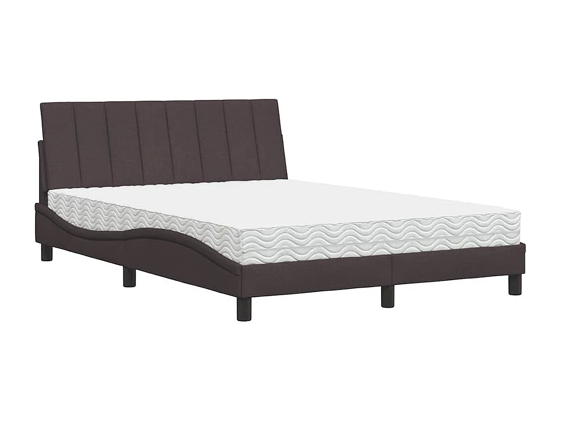 Lit avec matelas marron foncé 120x200 cm tissu