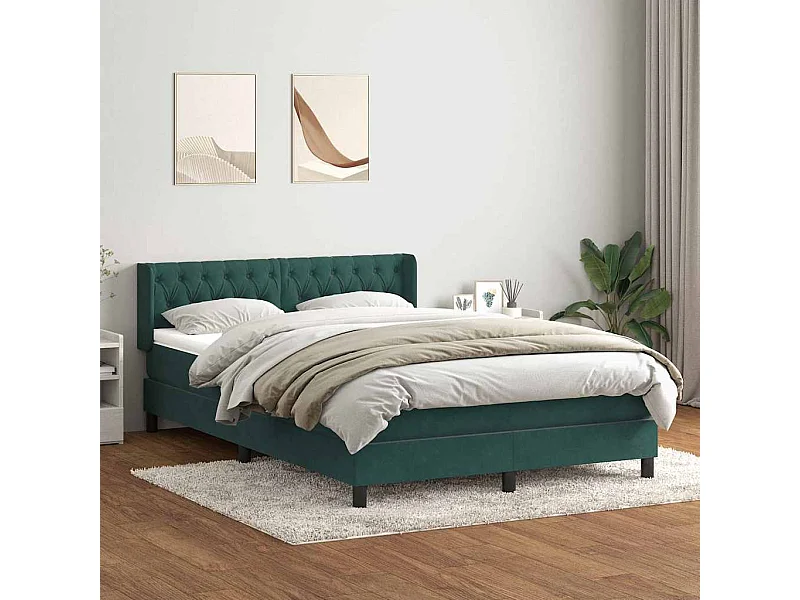Sommier à lattes de lit et matelas vert foncé 160x210cm velours