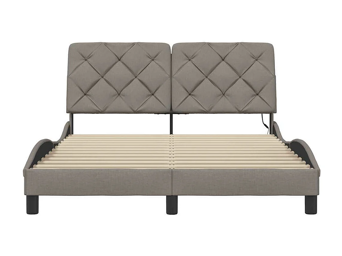 Cadre de lit avec LED sans matelas taupe 120x200 cm tissu